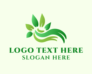 Calm - Green Leaf Wave logo design