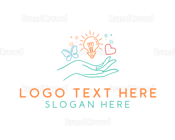 Doodle Hand Lightbulb Logo