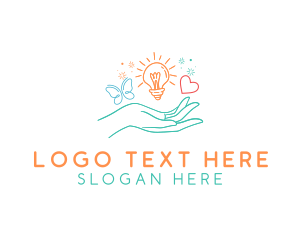 Hand - Doodle Hand Lightbulb logo design
