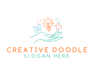Doodle - Doodle Hand Lightbulb logo design