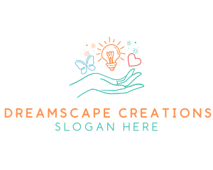 Imagination - Doodle Hand Lightbulb logo design