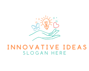 Doodle Hand Lightbulb logo design