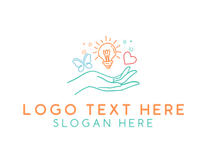 Child - Doodle Hand Lightbulb logo design