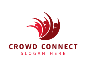 Crowd - Red Human Crowd logo design