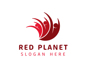 Red Human Crowd logo design