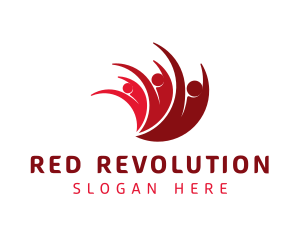 Red Human Crowd logo design