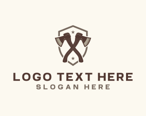 Brown And White - Lumber Wood Axes logo design