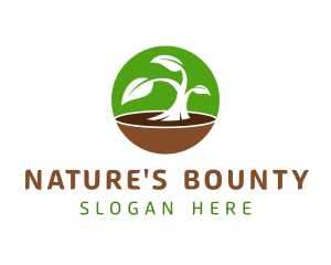 Round Natural Plant logo design