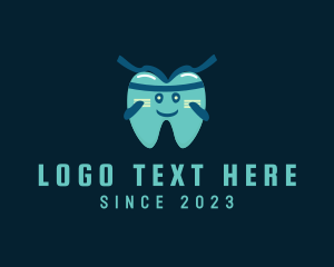 Pediatric Dentistry - Ninja Tooth Cartoon logo design