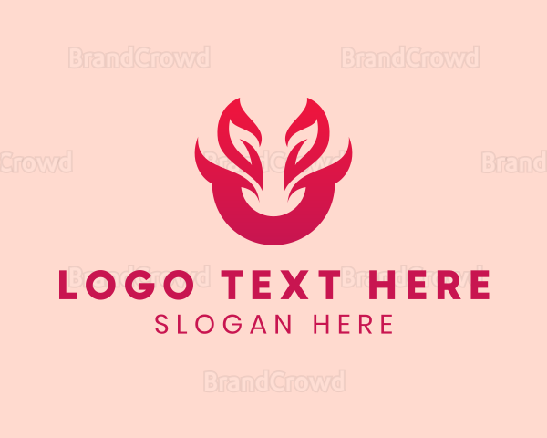 Flower Leaf Letter U Logo