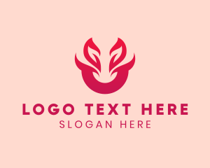 Pink - Flower Leaf Letter U logo design