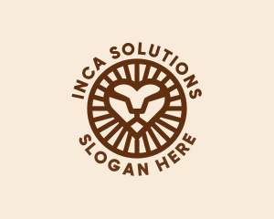 Inca - Lion Head Heart logo design