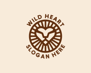 Lion Head Heart logo design