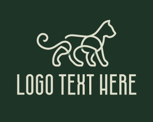 Panther - Green Monoline Wildcat logo design