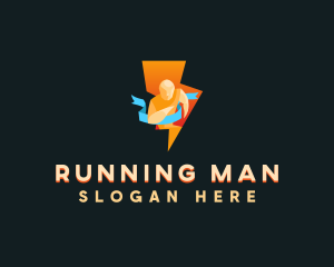 Race - Runner Lightning Bolt logo design