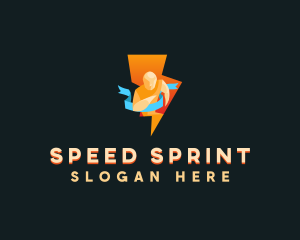 Runner - Runner Lightning Bolt logo design