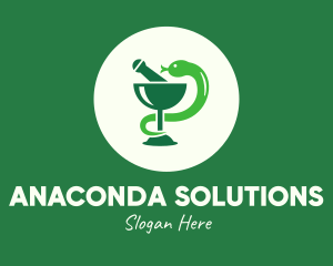 Anaconda - Green Mortar &Goblet Snake logo design