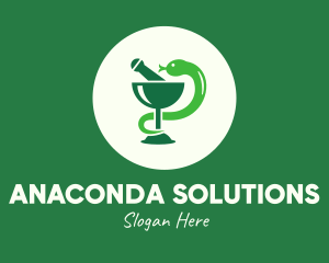 Green Mortar &Goblet Snake logo design