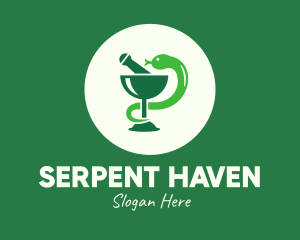 Green Mortar &Goblet Snake logo design