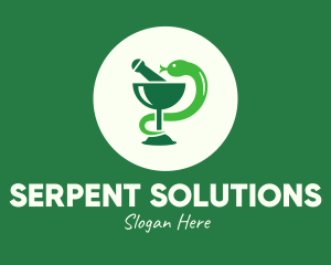 Green Mortar &Goblet Snake logo design