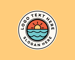 Surfing - Sun Ocean Wave logo design