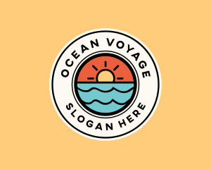 Sun Ocean Wave logo design