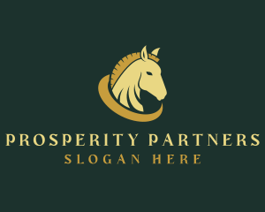 Wealth - Gold Horse Equestrian logo design