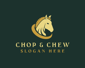 Pony - Gold Horse Equestrian logo design