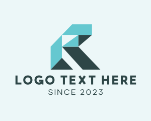 Geometric Digital Letter R logo design