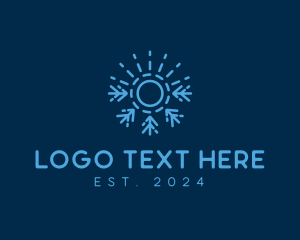 Cooling - Blue Sun Snowflake logo design