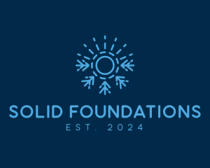 Freezer - Blue Sun Snowflake logo design