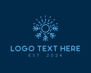 Christmas - Blue Sun Snowflake logo design