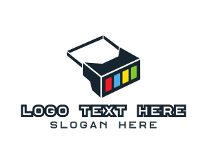 Vr - Geometric Box Goggles logo design