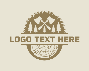 Lumber Mill - Lumberjack Axe Woodwork logo design