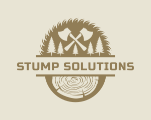 Stump - Lumberjack Axe Woodwork logo design