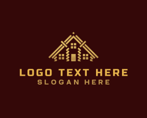 Gold - Real estate Roof Cabin logo design