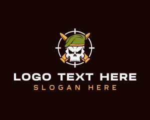 Mercenary - Military Bullet Skull logo design