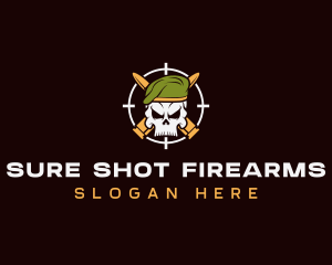 Military Bullet Skull logo design