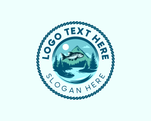 Scenic - Mountain River Fishing logo design
