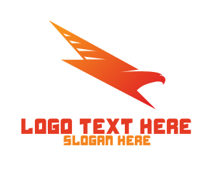 Bird - Orange Lightning Falcon logo design