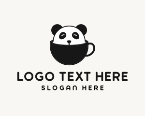 Caffeine - Cute Panda Cup logo design