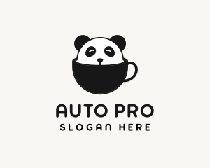 Caffeine - Cute Panda Cup logo design