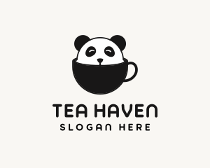 Teacup - Cute Panda Cup logo design