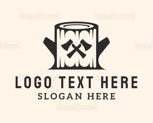 Tree Trunk Ax Lumberjack Logo