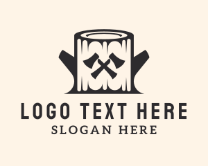 Forester - Tree Trunk Ax Lumberjack logo design