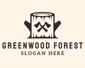 Tree Trunk Ax Lumberjack logo design