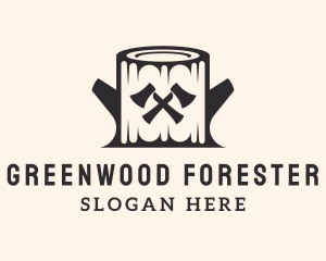 Forester - Tree Trunk Ax Lumberjack logo design