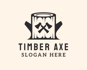 Tree Trunk Ax Lumberjack logo design