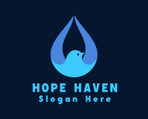 H2o - Dove Water Droplet logo design