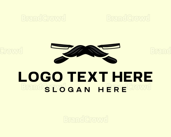 Mustache Razor Barbershop Logo